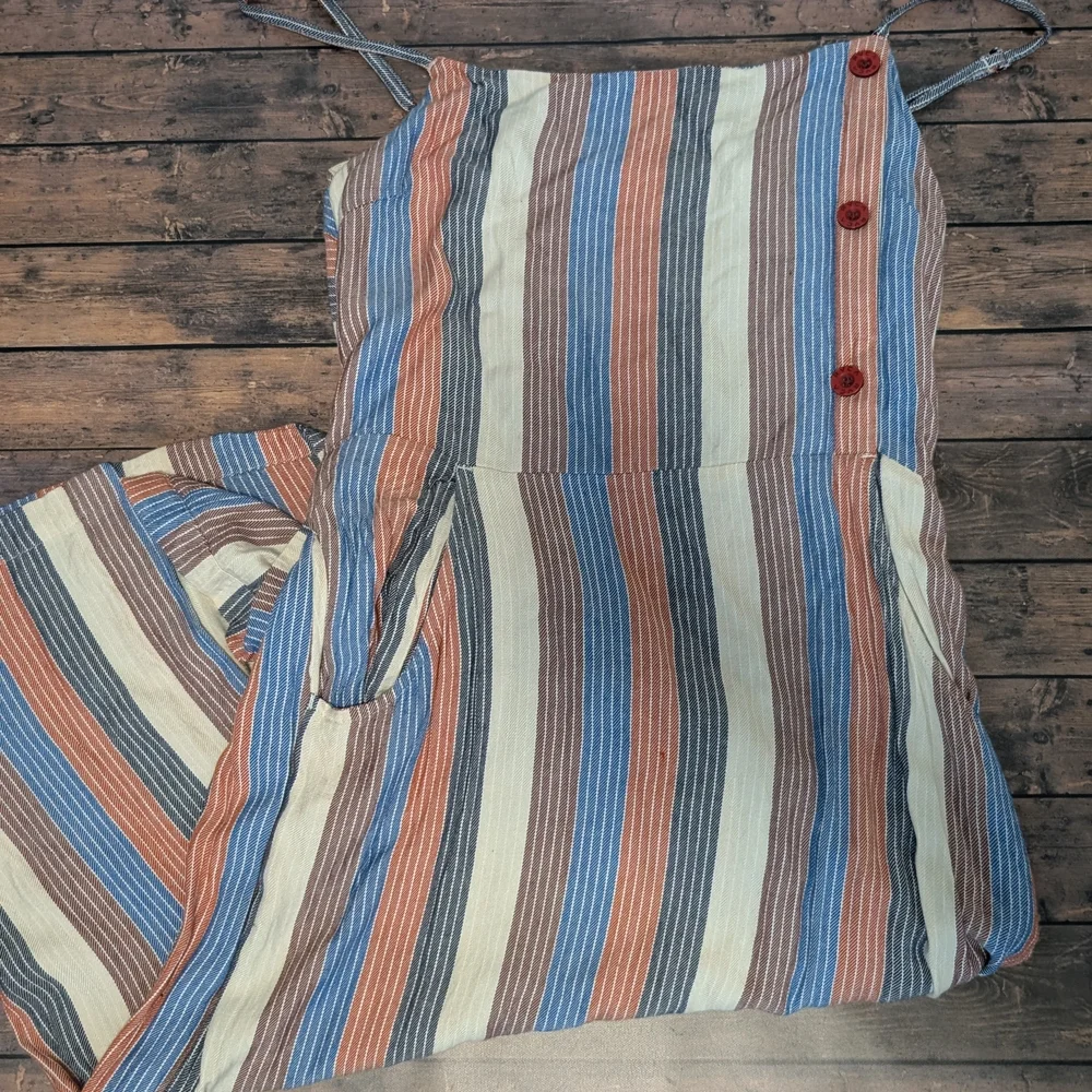 RVCA Striped Proxy Midi Dress with Button Detail - Picture 3 of 4
